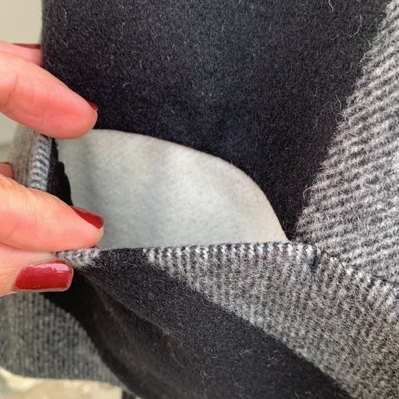 Gap Wool Blend Buffalo Plaid Drape Front Vest - Black/Off White - Picture 9 of 14